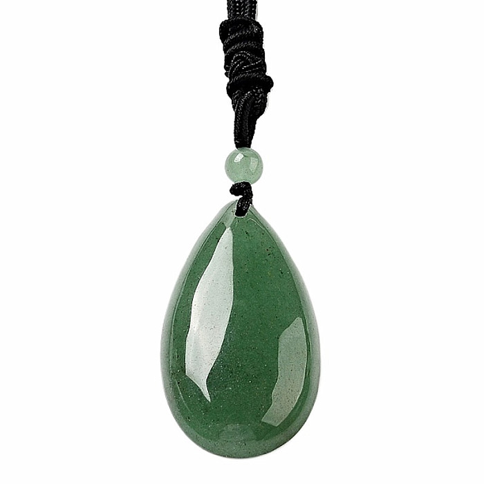 Avanturín zelený Kapka přívěsek na šňůrce - cca 4,5 cm, délka cca 68 cm