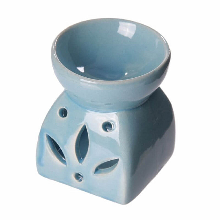 Aroma lampa keramická Modré lístky - cca 6 x 7 cm