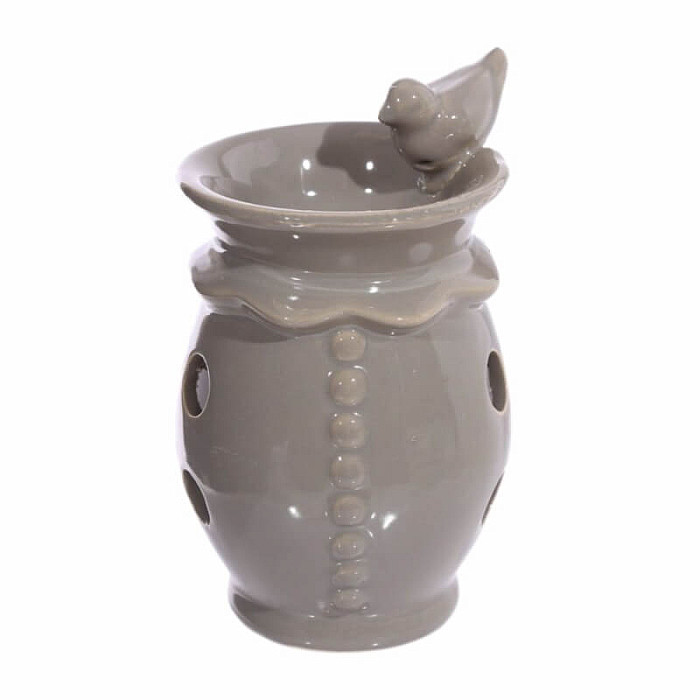 Aroma lampa keramická Šedý ptáček - cca 9 x 14 cm