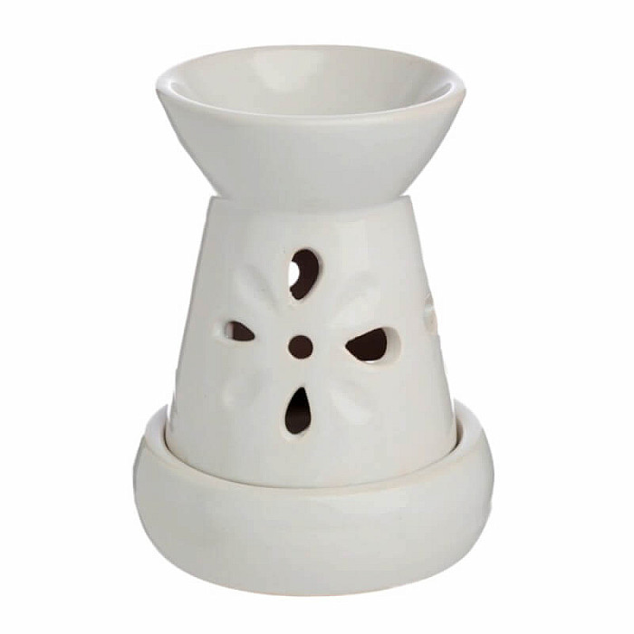 Aroma lampa keramická Bílé květy - cca 9,5 x 12 cm