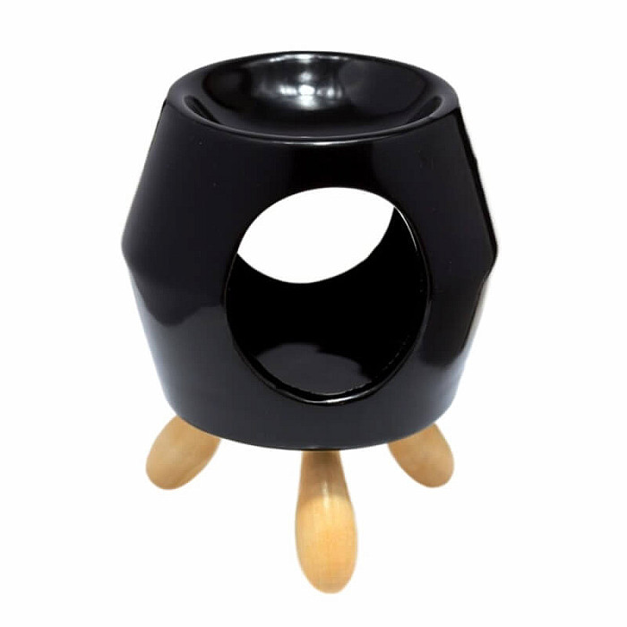 Aroma lampa keramická Černý oktagon - cca 9,5 x 11,5 cm