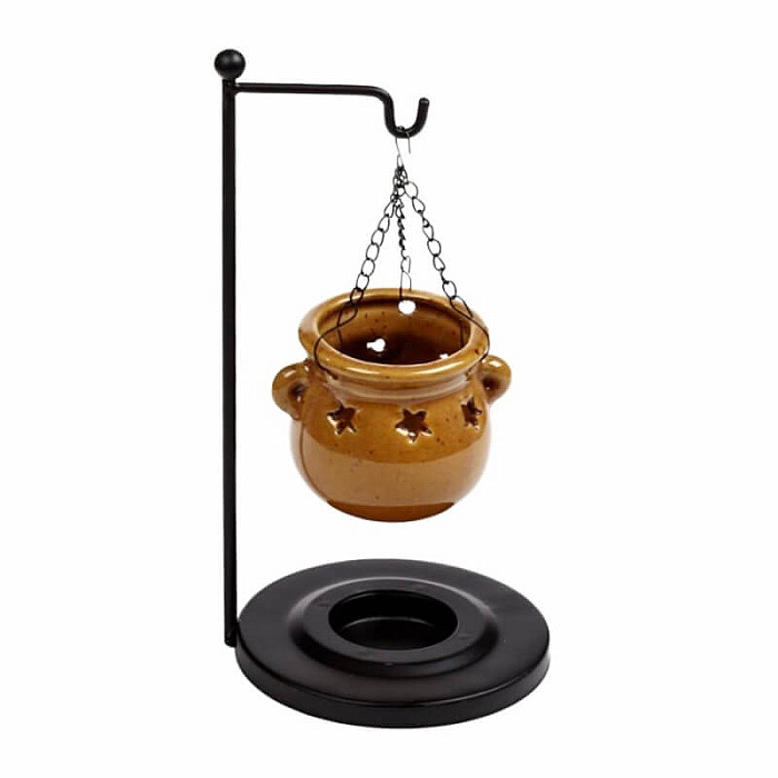 Aroma lampa keramická Závěsný kotlík hnědý - cca 10 x 20 cm