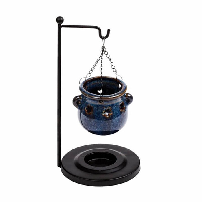 Aroma lampa keramická Závěsný kotlík tmavě modrý - cca 10 x 20 cm