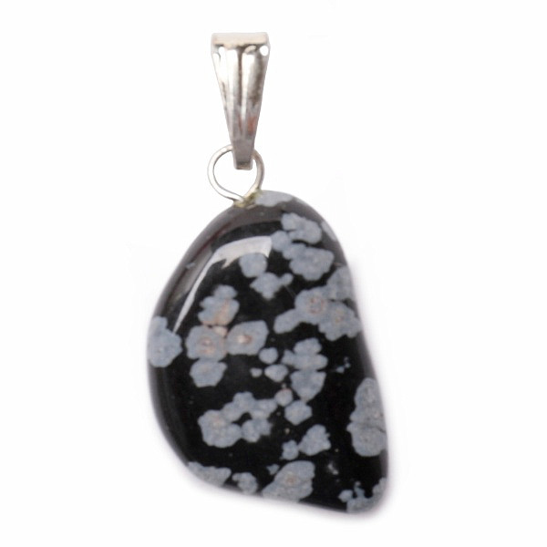 Obsidián vločka tamblovaný přívěsek 1,4 - 2,1 cm - cca 1,4 - 2,1 cm