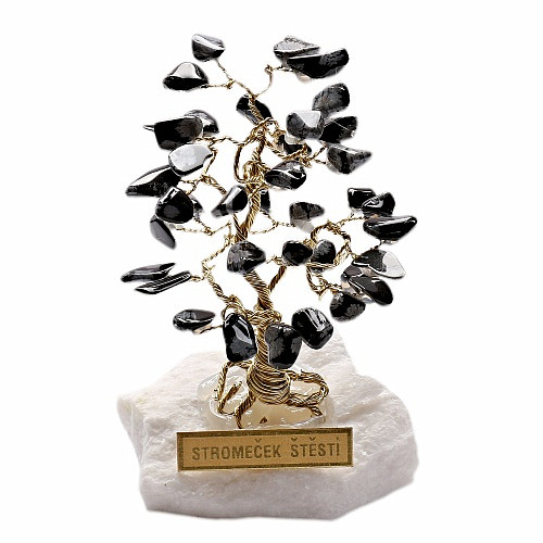 Levně Stromeček štěstí obsidián vločkový - výška cca 6 cm