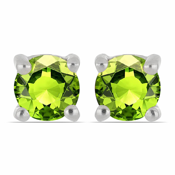 Náušnice stříbrné s broušenými olivíny Ag 925 040418 PD - 0,4 cm, 0,8 g