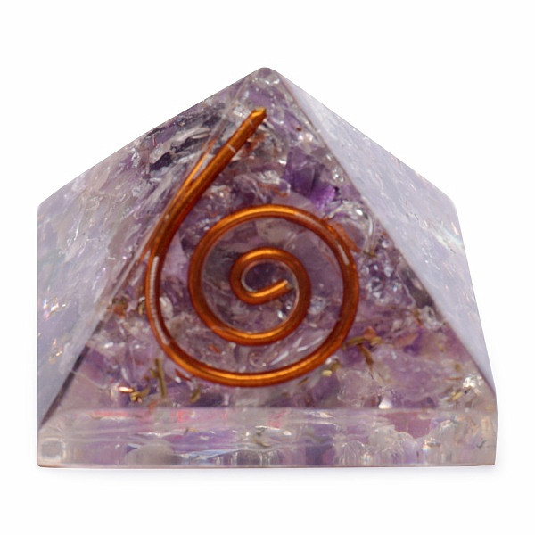 Orgonit pyramida s ametystem malá - cca 2,5 x 2,5 cm