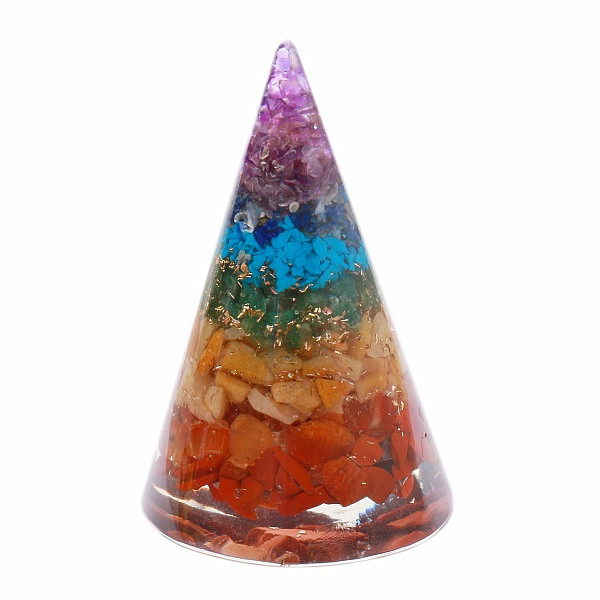 Levně Orgonit pyramida čakrová ve tvaru kužele - cca 6 cm
