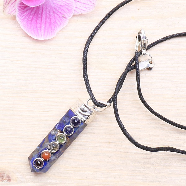 Orgonit čakrový přívěsek krystal s lapisem lazuli - cca 3,5 cm