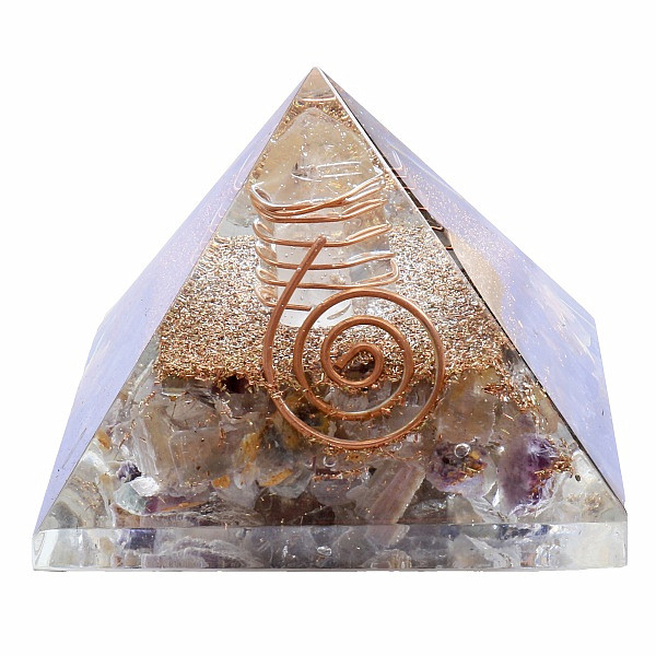 Levně Orgonit pyramida s vícebarevným fluoritem extra - cca 4 x 4 cm