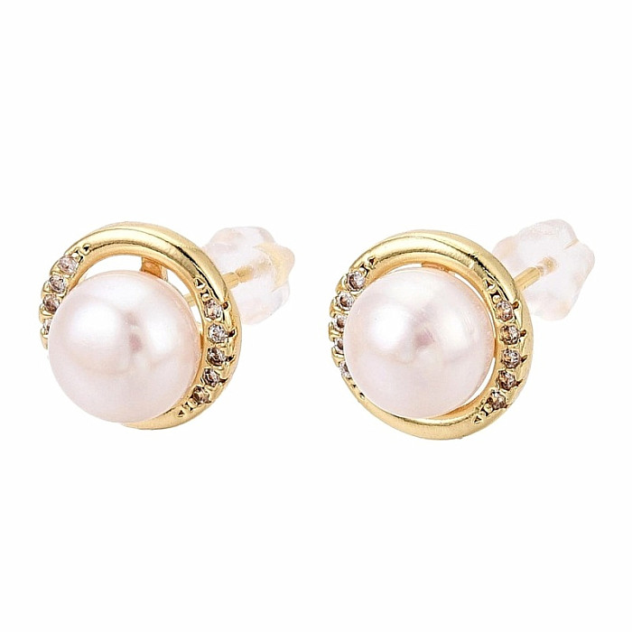 Pozlacené náušnice s perlou - cca 10,6 mm