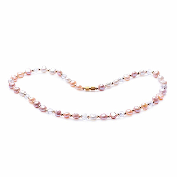 Luxusní perlový náhrdelník z vícebarevných perel a korálků ve Swarovski stylu - délka cca 42 cm
