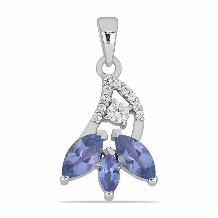 Přívěsek stříbrný s broušenými tanzanity a zirkony Ag 925 020166 TZ - 1,8 cm, 2,2 g