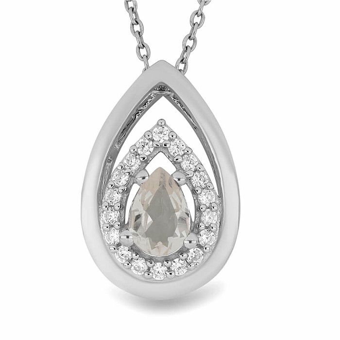 Přívěsek stříbrný s broušeným morganitem a zirkony Ag 925 026951 MG - 1,6 cm, 1,3 g