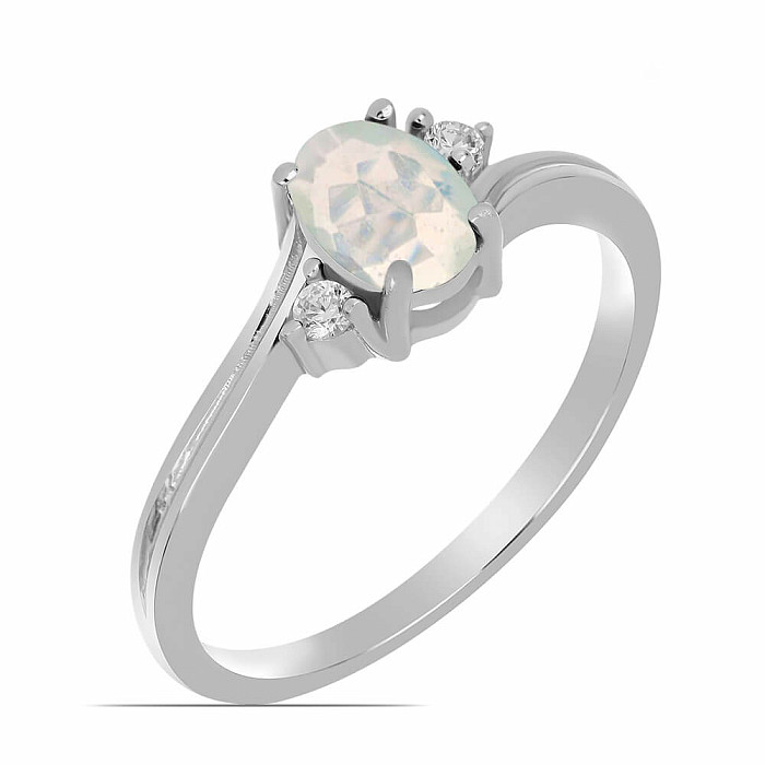 Prsten stříbrný s etiopským opálem a zirkony Ag 925 026295 ETOP - 57 mm , 2,6 g