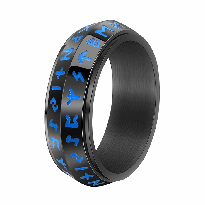 Levně Pánský ocelový prsten Černé runy - 56 mm (US 8)