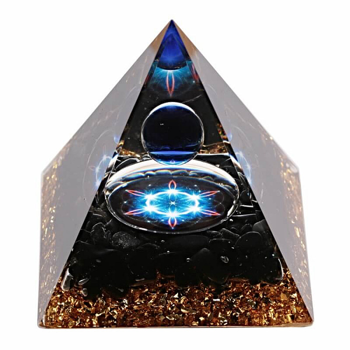 Orgonit pyramida s obsidiánem 6,2 cm - 6 x 6 x 6,2 cm