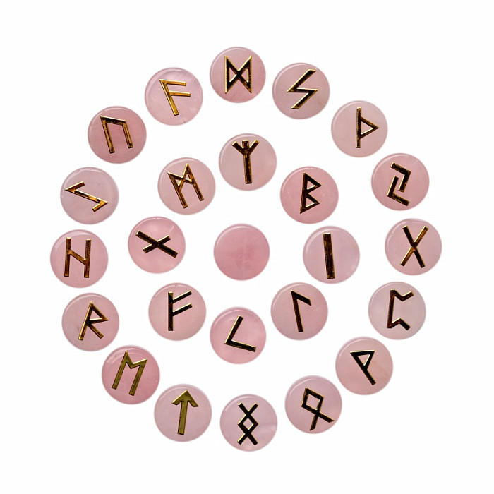 Sada runových kamenů z růženínu - 25 x cca 1,7 cm