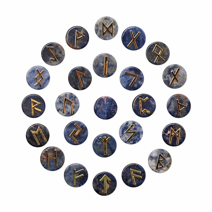 Sada runových kamenů ze sodalitu - 25 x cca 1,7 cm