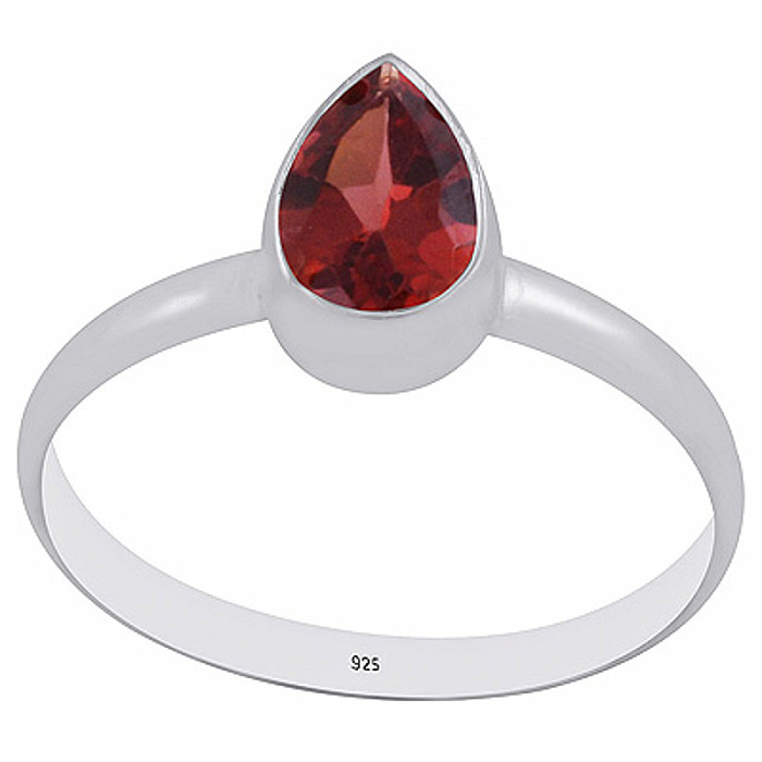 Stříbrný prsten s granátem - 59 mm (US 9), 1,7 g