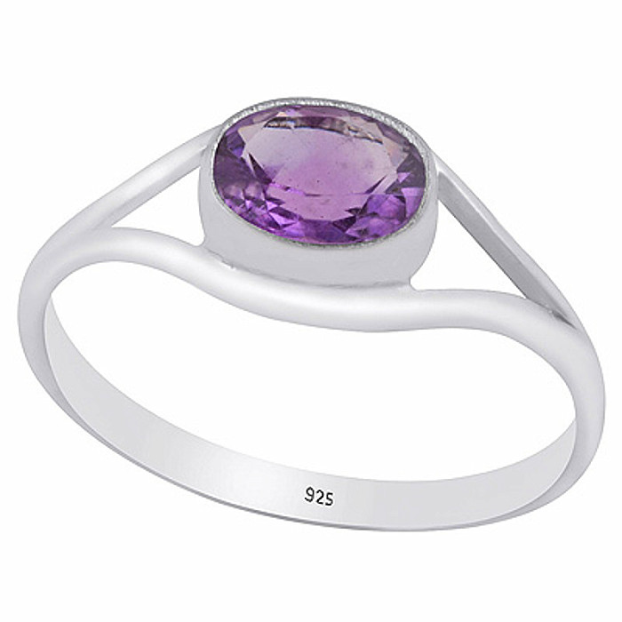 Stříbrný prsten s ametystem - 57 mm (US 8), 1,7 g
