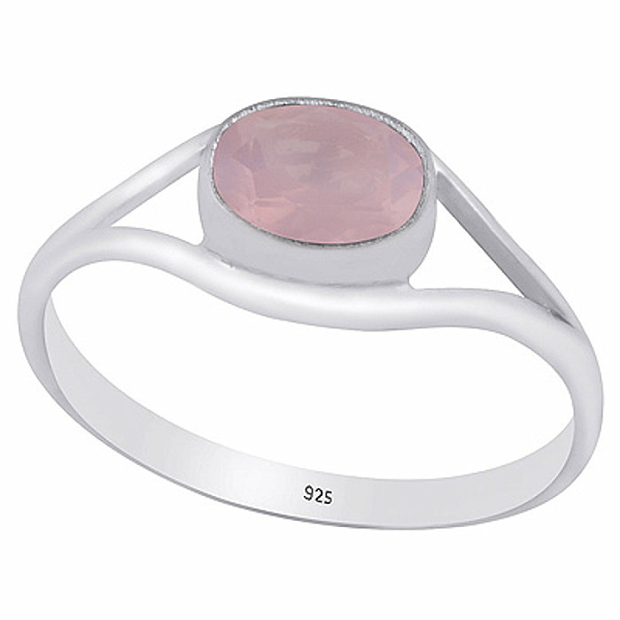 Stříbrný prsten s růženínem - 55 mm (US 7,5), 1,7 g