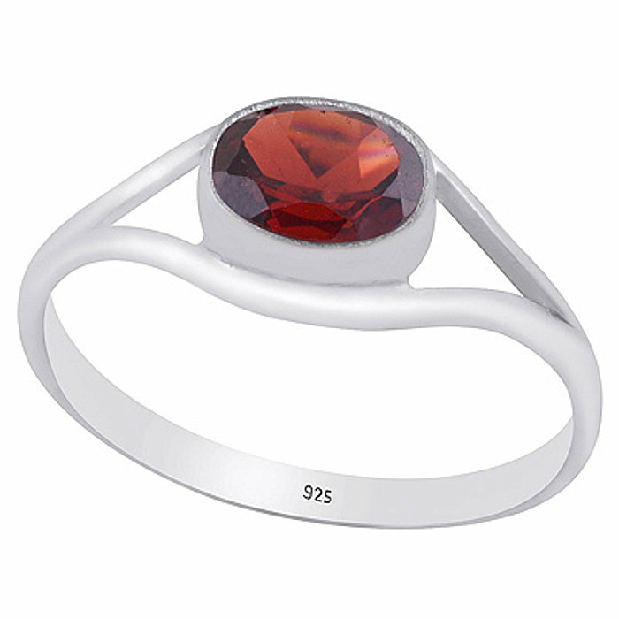 Stříbrný prsten s granátem - 57 mm (US 8), 1,7 g