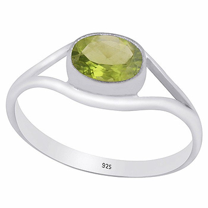 Stříbrný prsten s olivínem - 58 mm (US 8,5), 1,7 g