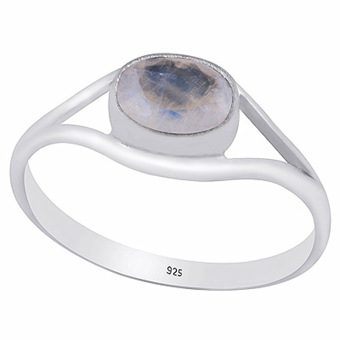 Stříbrný prsten s měsíčním kamenem - 52 mm (US 6), 1,7 g