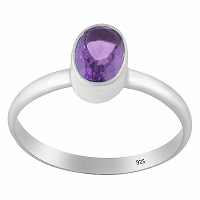 Stříbrný prsten s ametystem - 52 mm (US 6), 1,6 g