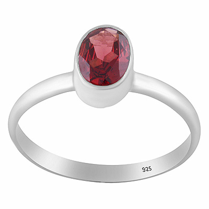 Stříbrný prsten s granátem - 53 mm (US 6,5), 1,6 g