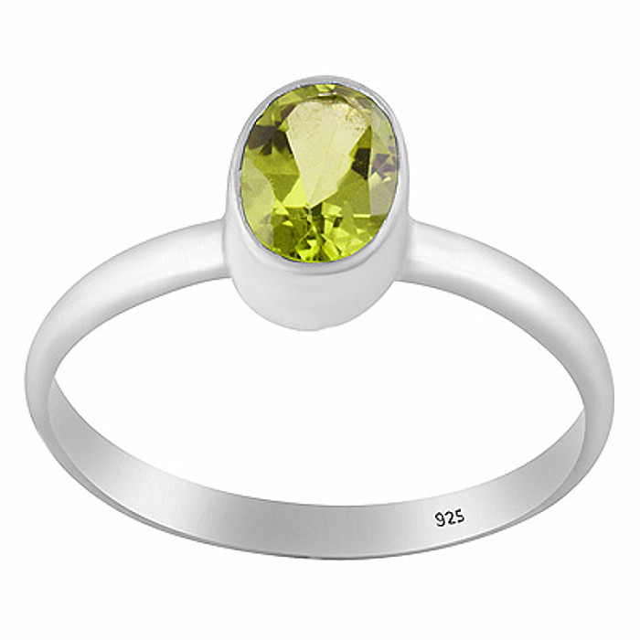 Stříbrný prsten s olivínem - 59 mm (US 9), 1,6 g