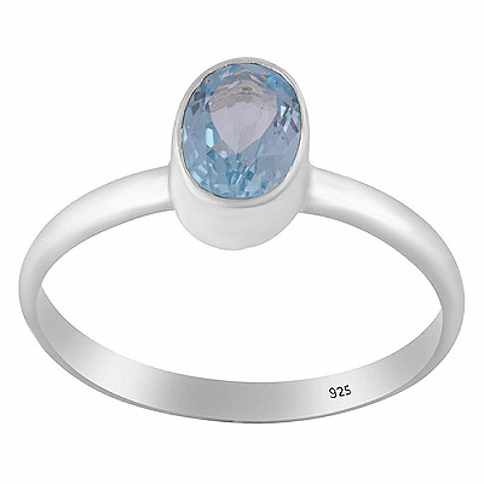 Stříbrný prsten s modrým topazem - 52 mm (US 6), 1,6 g
