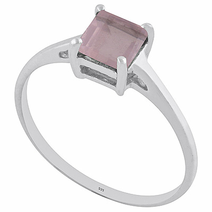 Stříbrný prsten s růženínem - 59 mm (US 9), 1,1 g