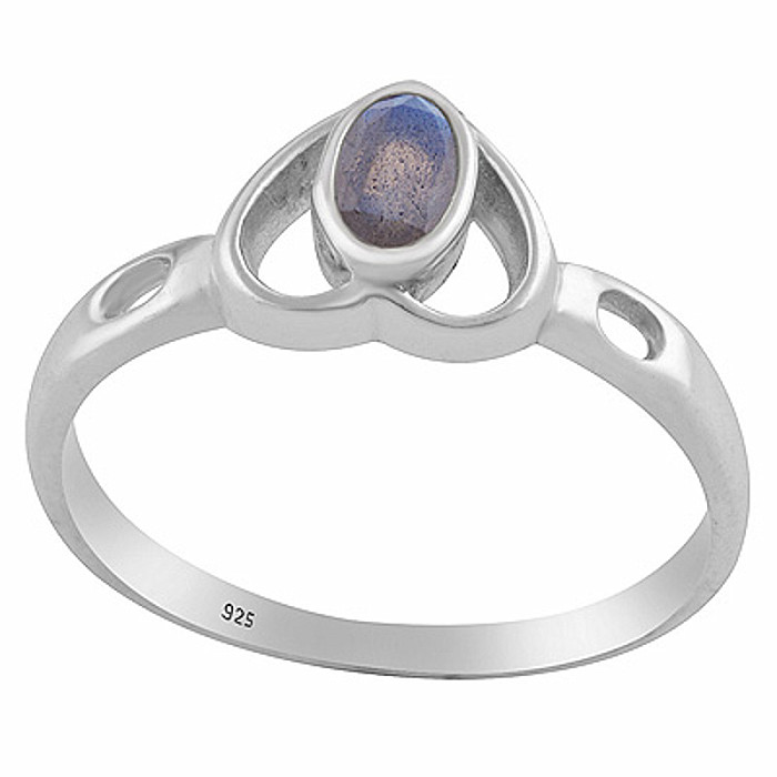 Stříbrný prsten s labradoritem Srdce - 54 mm (US 7) 1,3 g
