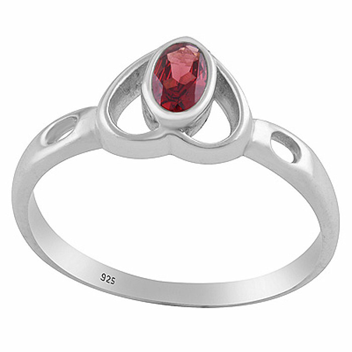 Stříbrný prsten s granátem Srdce - 52 mm (US 6), 1,2 g