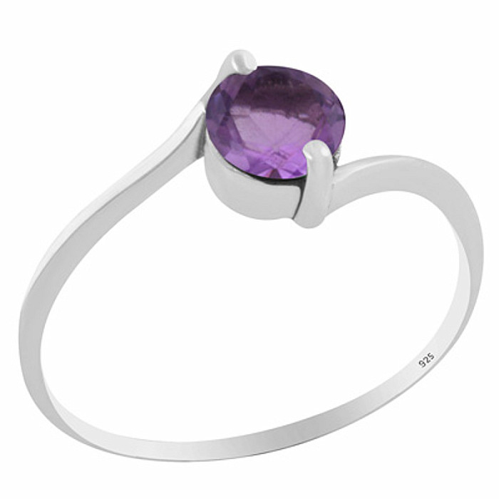 Stříbrný prsten s ametystem - 52 mm (US 6), 1,4 g