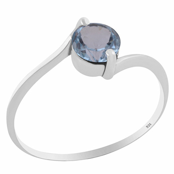 Stříbrný prsten s modrým topazem - 52 mm (US 6), 1,4 g