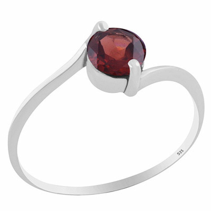 Stříbrný prsten s granátem - 52 mm (US 6), 1,4 g