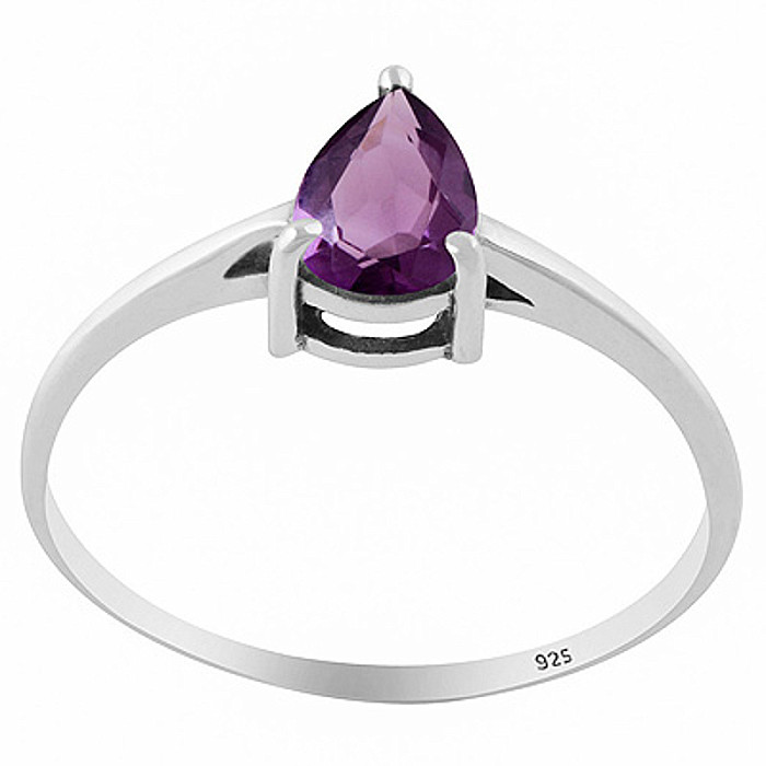 Stříbrný prsten s ametystem - 59 mm (US 9), 1,1 g