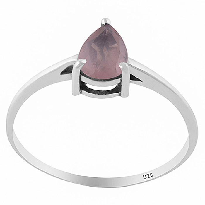 Stříbrný prsten s růženínem - 57 mm (US 8), 1,2 g