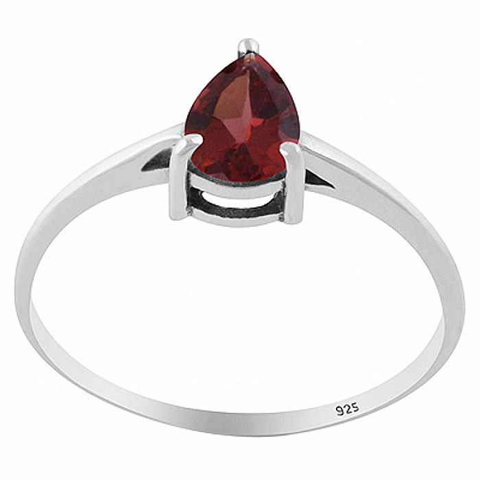 Stříbrný prsten s granátem - 52 mm (US 6), 1,2 g