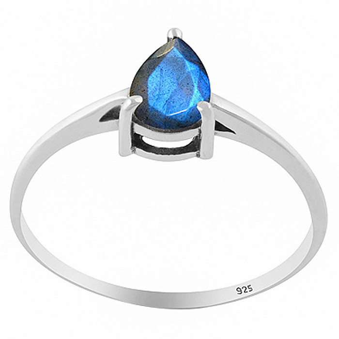 Stříbrný prsten s labradoritem - 59 mm (US 9), 1,1 g