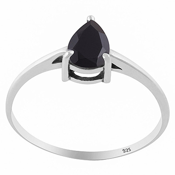 Stříbrný prsten s onyxem - 58 mm (US 8,5), 1,1 g