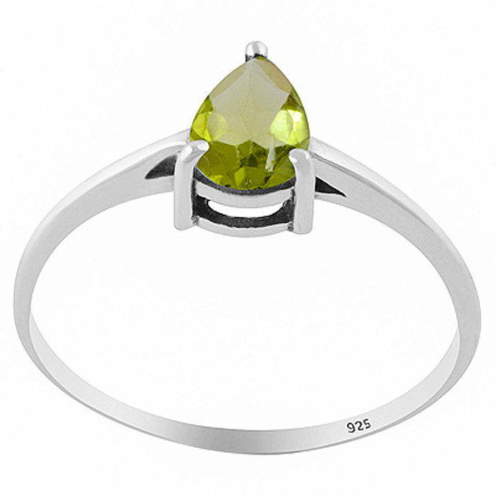 Stříbrný prsten s olivínem - 54 mm (US 7) 1,1 g