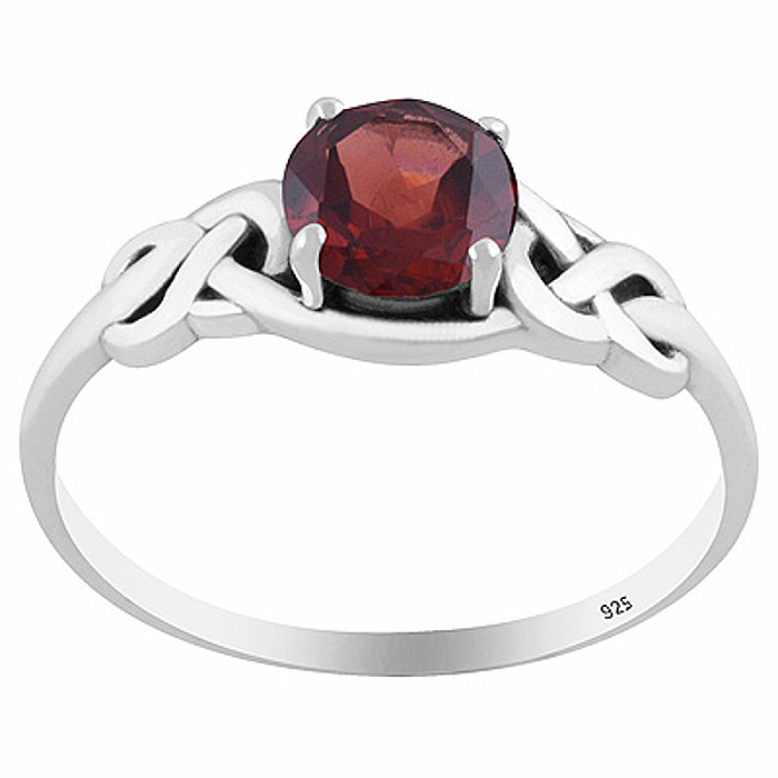 Stříbrný prsten s granátem - 58 mm (US 8,5), 1,7 g