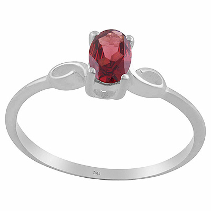 Stříbrný prsten s granátem - 52 mm (US 6), 1,3 g