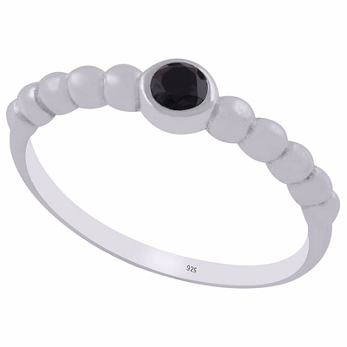 Stříbrný prsten s onyxem - 59 mm (US 9), 1,5 g