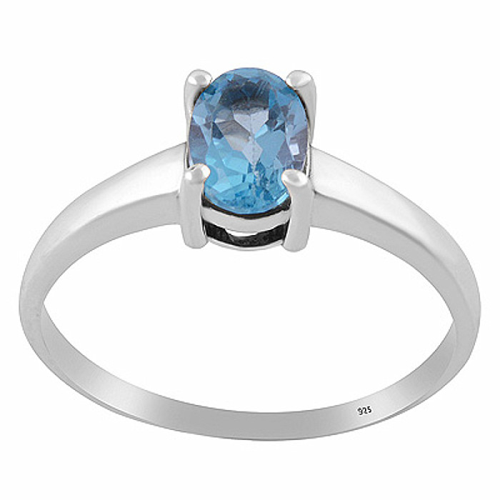 Stříbrný prsten se Swiss Blue Topazem - 59 mm (US 9), 2,1 g
