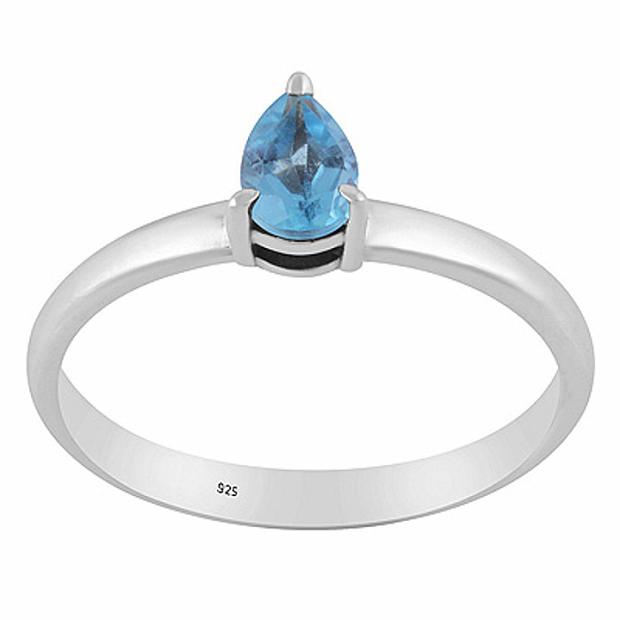 Stříbrný prsten se Swiss Blue topazem - 55 mm (US 7,5), 1,2 g